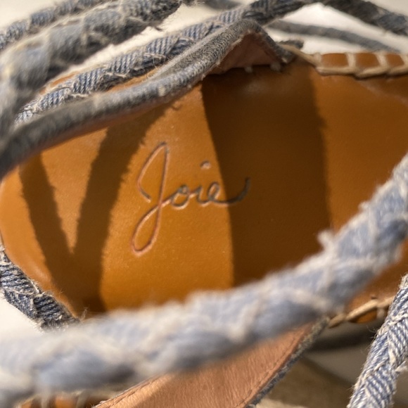Joie Phyllis Espadrille Denim Lace Up Sandal Wedges - Picture 8 of 9